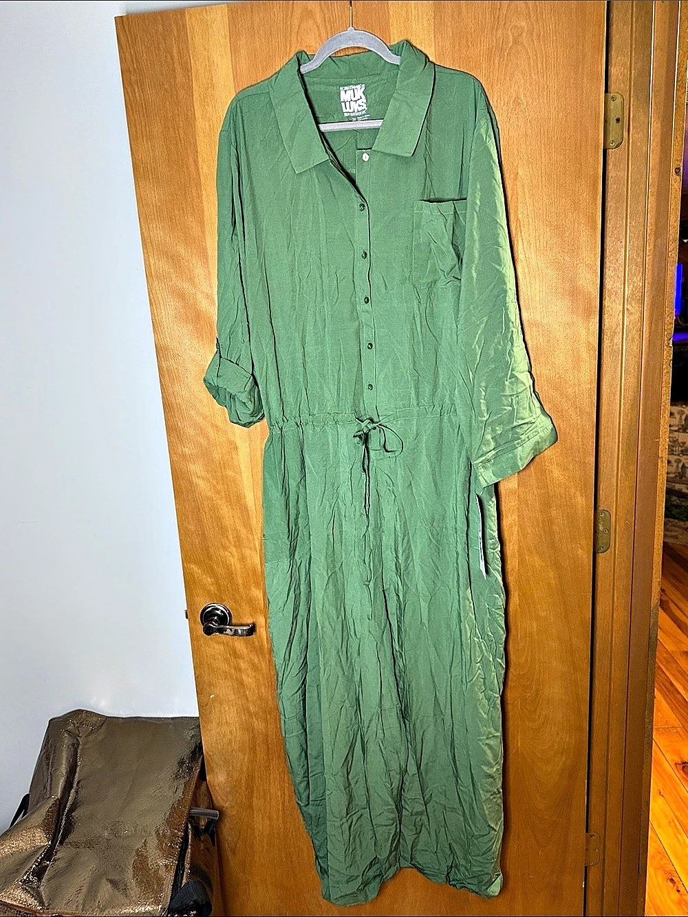 MUK LUKS Long Sleeve Maxi Dress in Green 3X NWT